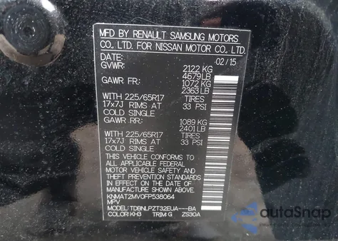 2015 Nissan Rogue S from USA, damaged, VIN KNMAT2MV0FP538064
